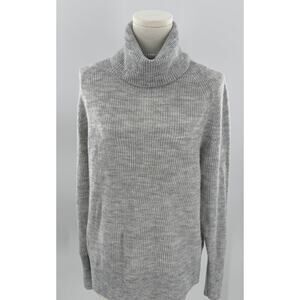 Quince Gray Wool Alpaca Cowl Neck Sweater Pullover Knit Turtleneck Jumper Large